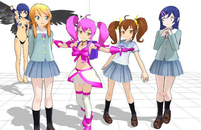 Anime girls winged tile floor free wallpaper for desktop - medium preview image