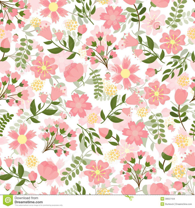 Pink flower pattern green leaves free wallpaper for tablet - medium preview image