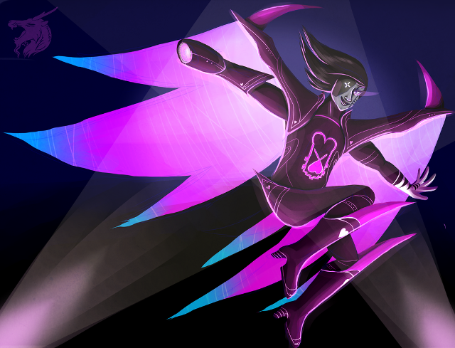 Woman purple costume cape tail free wallpaper for desktop - medium preview image