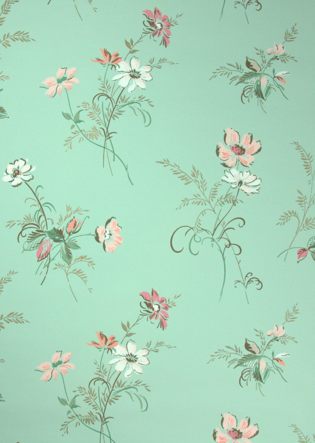 Flower pattern green background monogrammed free wallpaper for mobile - medium preview image