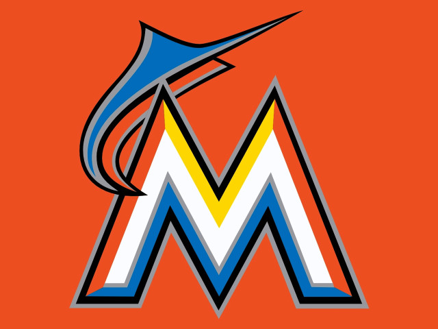 Miami marlins logo orange blue free wallpaper for desktop - medium preview image
