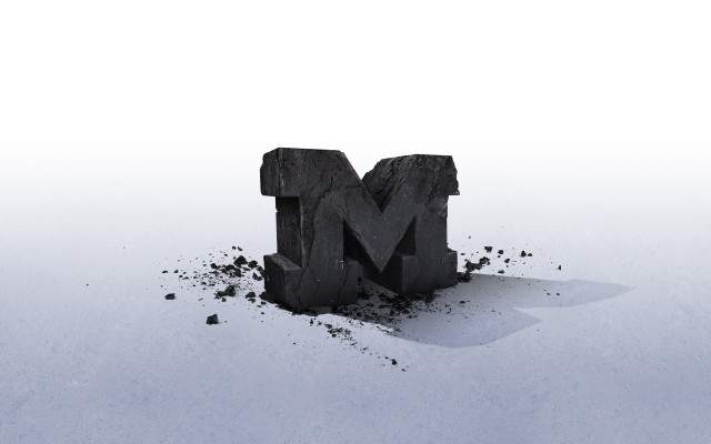 Black object letter m debris free wallpaper for desktop - medium preview image