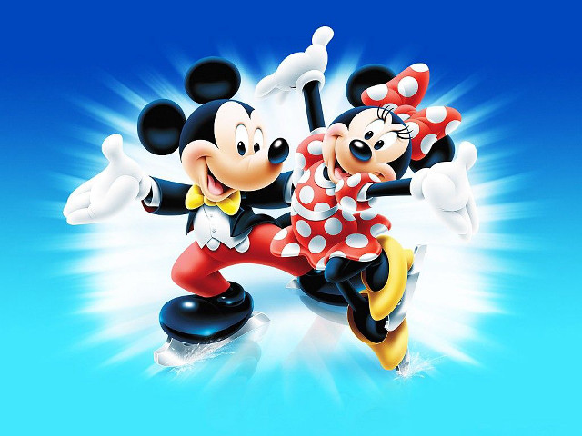 Mickey minnie figurines blue background free wallpaper for desktop - medium preview image