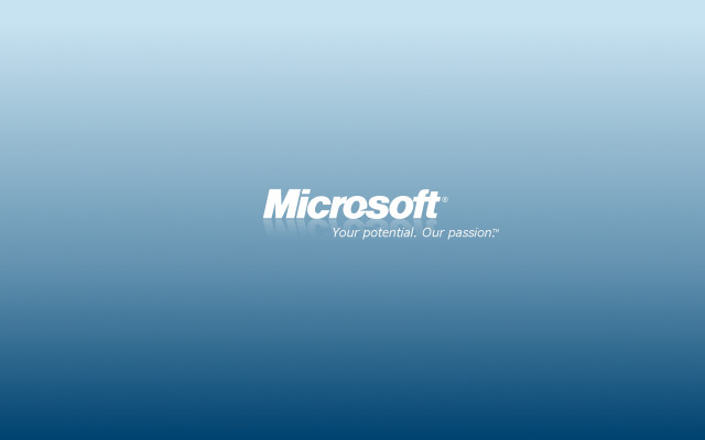 Blue background microsoft logo side free wallpaper for desktop - medium preview image