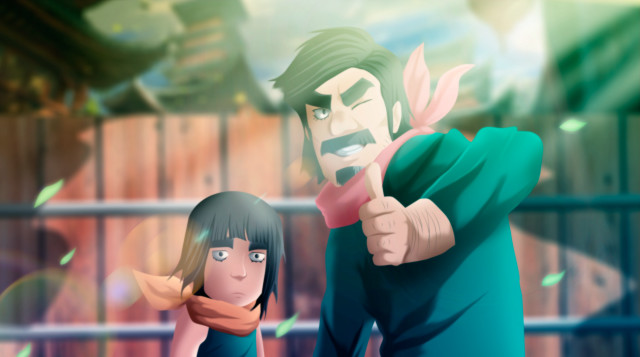 Cartoon character girl pointing air free wallpaper for desktop - medium preview image