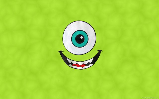 Green background cartoon monster eyes free wallpaper for desktop - medium preview image