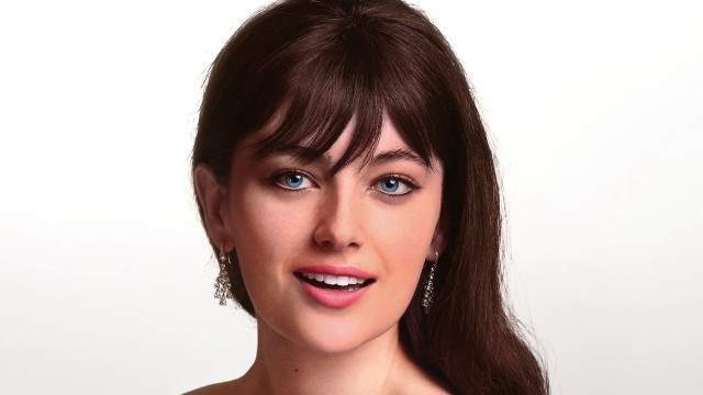 Woman necklace earrings pose white free wallpaper for desktop - medium preview image