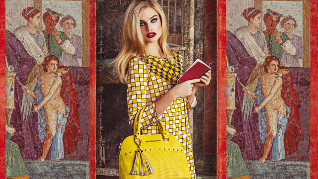 Woman yellow dress yellow purse free wallpaper for desktop - medium preview image