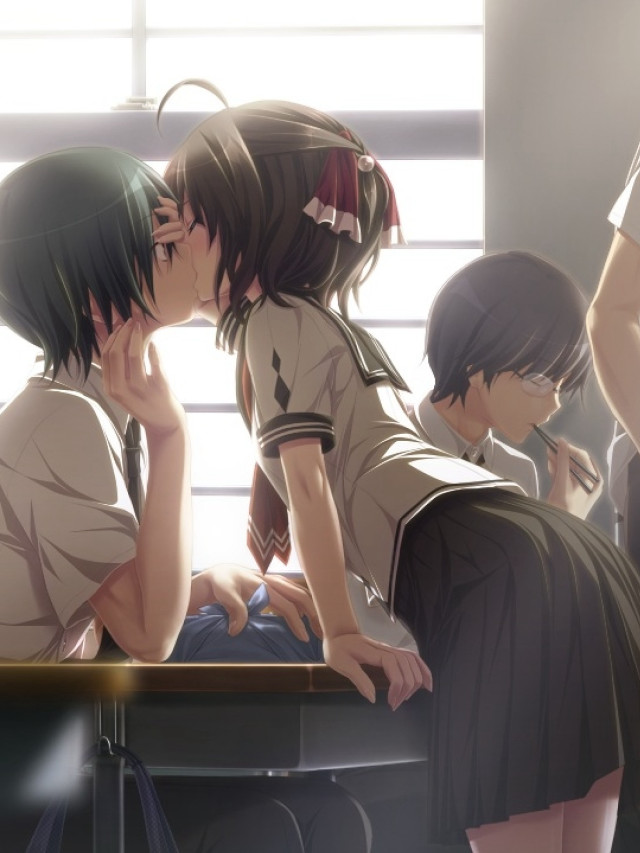 Couple kissing room people window free wallpaper for mobile - medium preview image