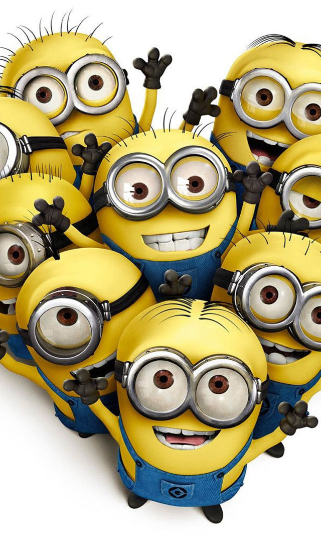 Minions heart shape eyes open free wallpaper for mobile - medium preview image