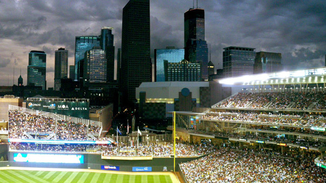 Baseball stadium crowd lights field free wallpaper for desktop - medium preview image