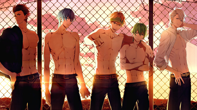 Anime guys fence back view free wallpaper for desktop - medium preview image