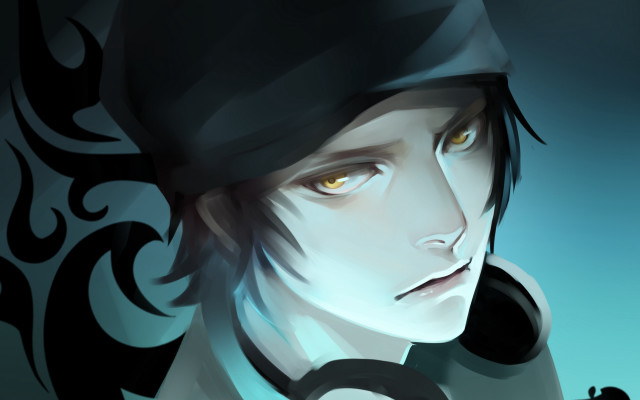 Man hat black shirt blue free wallpaper for desktop - medium preview image