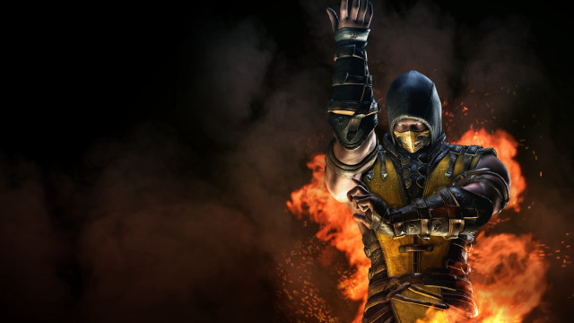 Man yellow black flames arms free wallpaper for desktop - medium preview image