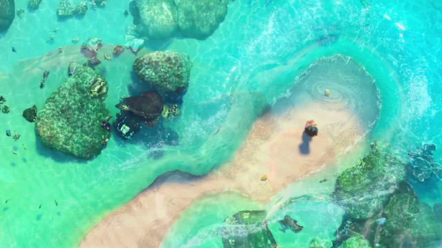 Beach person water rocks formation free wallpaper for desktop - medium preview image