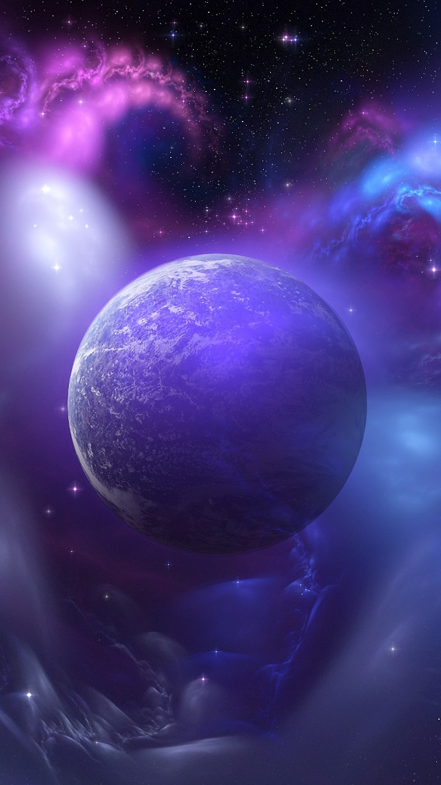 Purple blue planet sky stars free wallpaper for mobile - medium preview image