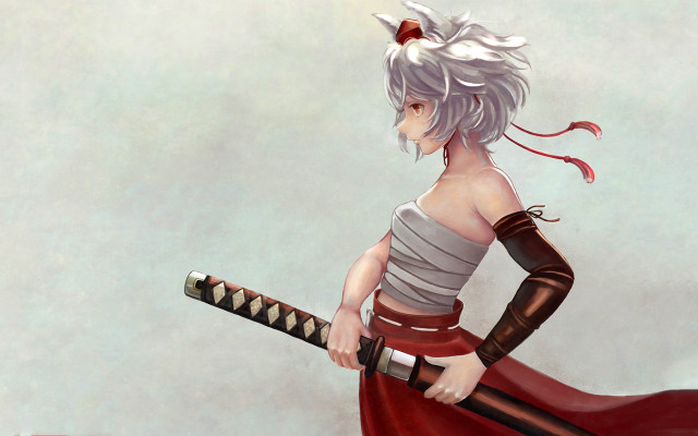 Woman red skirt sword blade free wallpaper for desktop - medium preview image