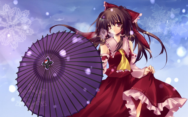 Woman red dress purple umbrella free wallpaper for desktop - medium preview image