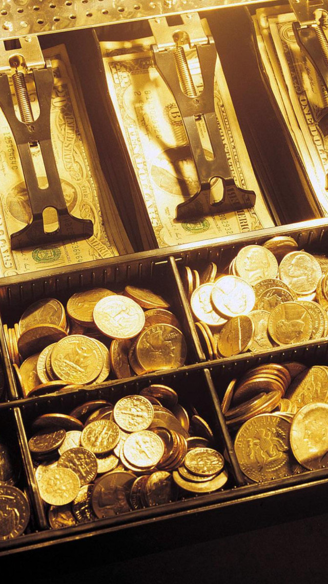 Gold coins display case scissors free wallpaper for mobile - medium preview image