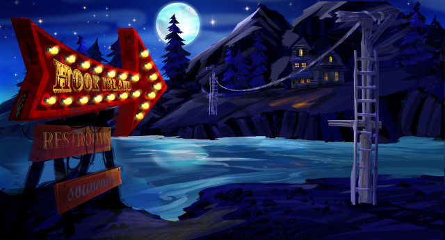 Frozen river sign lit lights free wallpaper for desktop - medium preview image