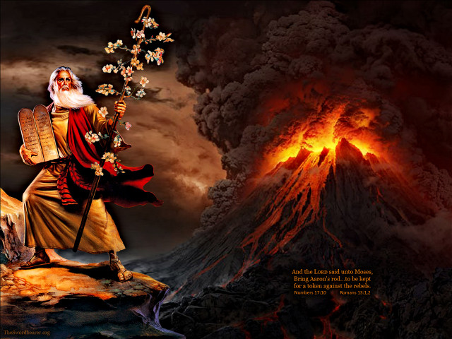 Bearded man volcano fiery samurai free wallpaper for desktop - medium preview image