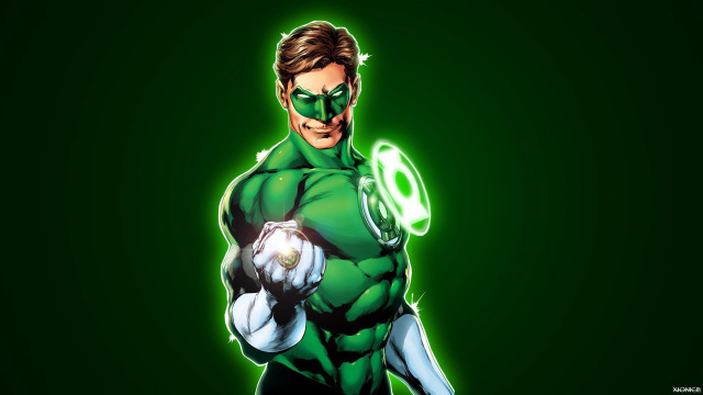 Green lantern man holding ball free wallpaper for desktop - medium preview image