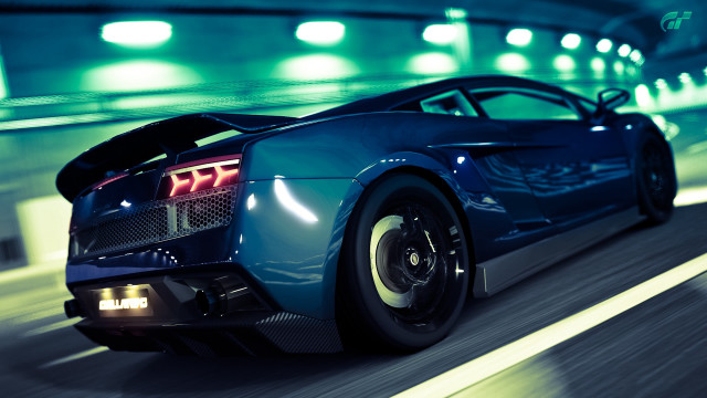Blue sports car tunnel night #3 free wallpaper for desktop - medium preview image