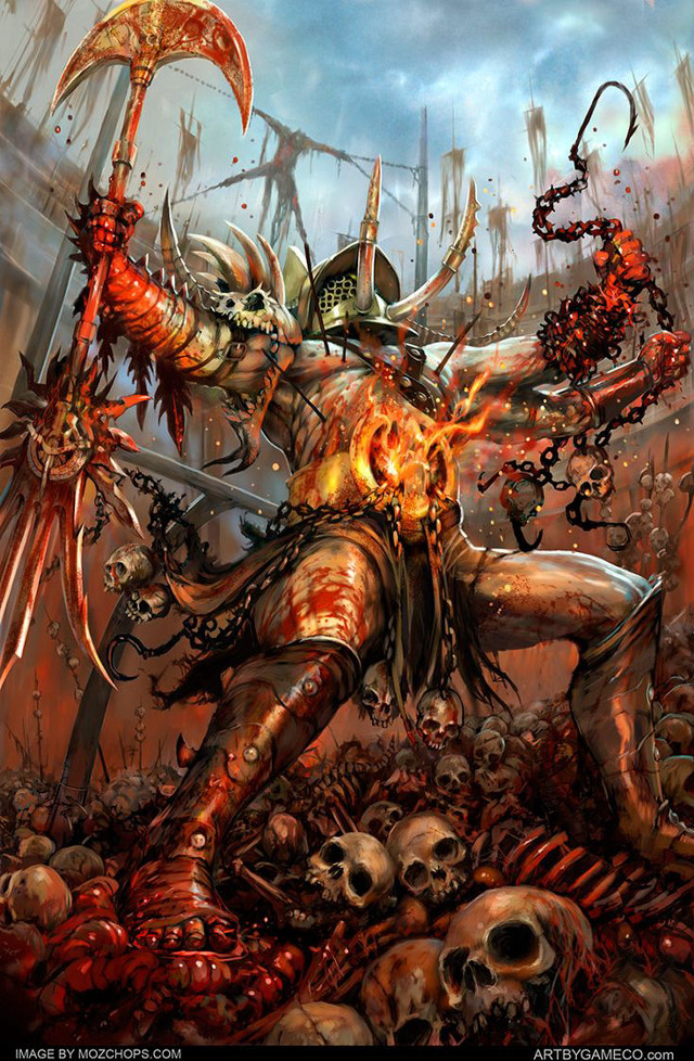 Demonic demon attacking sword skull free wallpaper for mobile - medium preview image