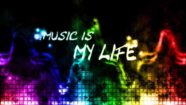 Music life rainbow neon burning free wallpaper for desktop - medium preview image