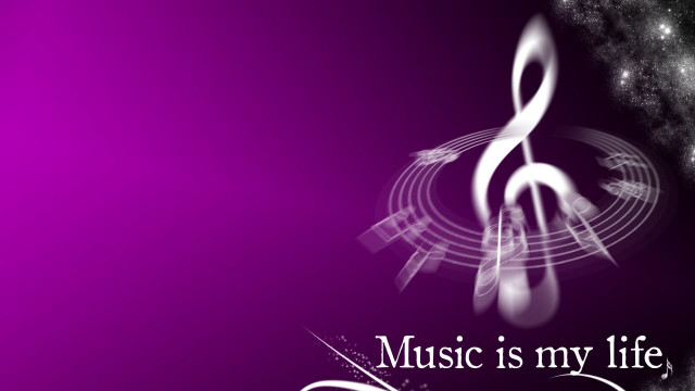 Music note purple background white free wallpaper for desktop - medium preview image