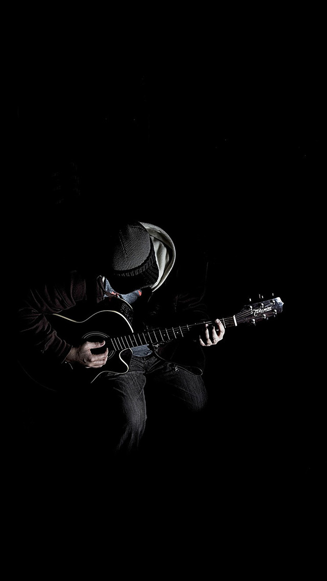 Man hat guitar dark black free wallpaper for mobile - medium preview image