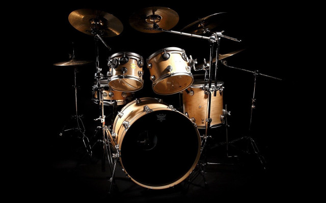Drum set dark background black free wallpaper for desktop - medium preview image