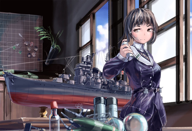 Woman purple dress battleship plant free wallpaper for desktop - medium preview image