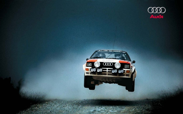 Car jumping dark background foggy free wallpaper for desktop - medium preview image