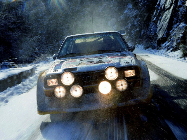 Car driving snowy road headlights #2 free wallpaper for desktop - medium preview image