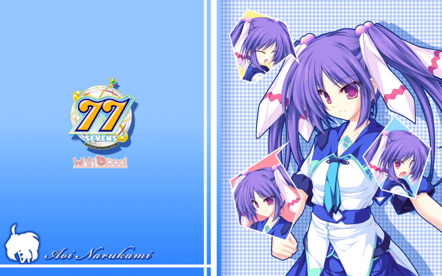 Anime purple hair blue background free wallpaper for desktop - medium preview image