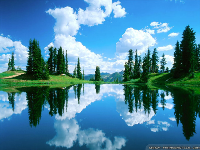 Lake trees blue sky clouds #6 free wallpaper for desktop - medium preview image