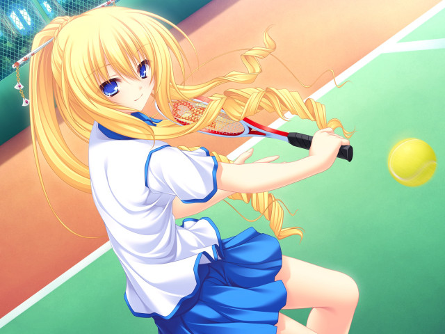 Girl blue dress tennis racket #3 free wallpaper for desktop - medium preview image