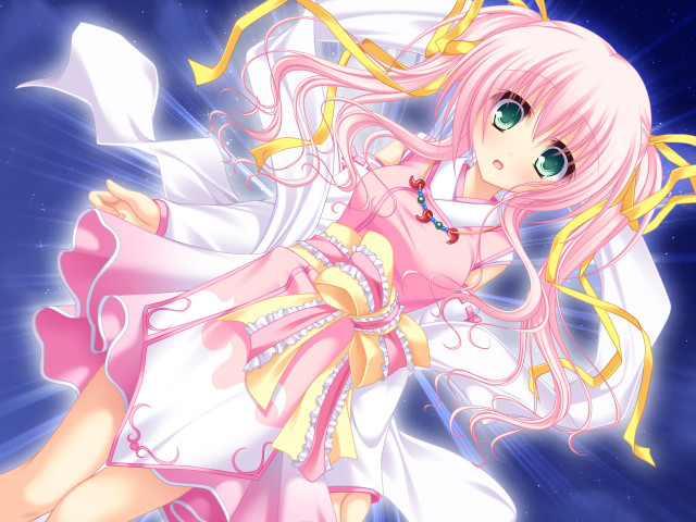 Pink dress girl anime moon free wallpaper for desktop - medium preview image