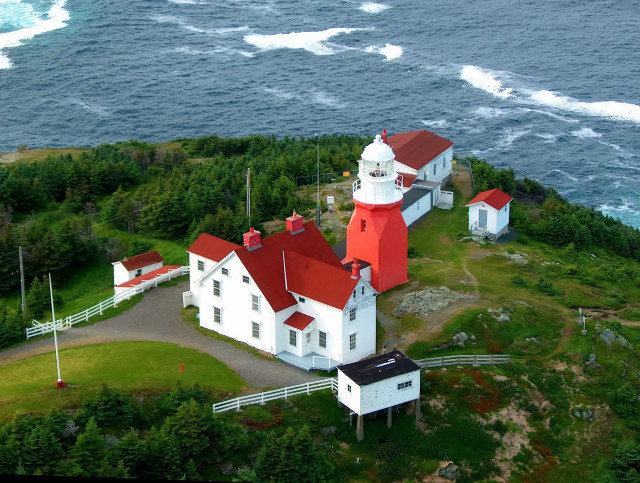 Lighthouse island red roof tiltshift free wallpaper for desktop - medium preview image