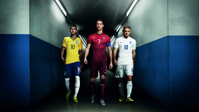 Soccer players tunnel yellow blue free wallpaper for desktop - medium preview image