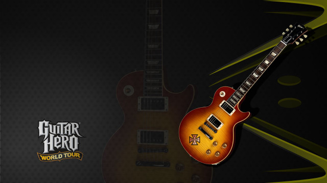 Guitar yellow flame black background free wallpaper for desktop - medium preview image