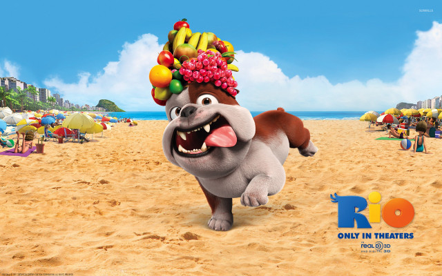 Cartoon character running beach fruit free wallpaper for desktop - medium preview image