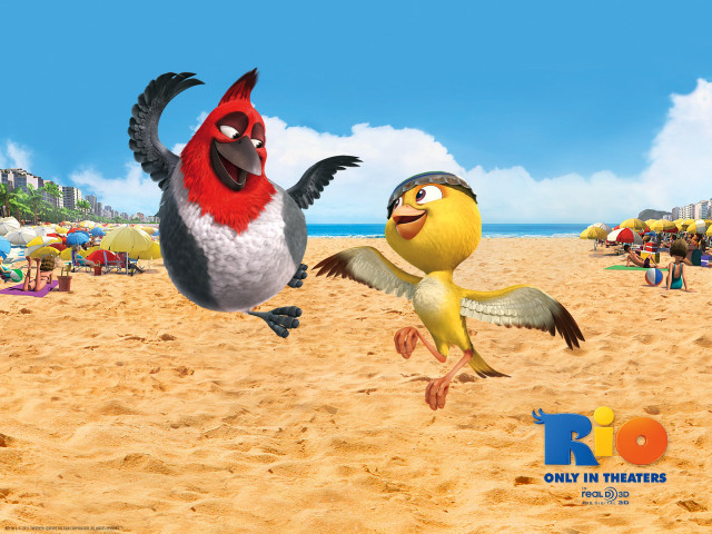 Cartoon character flying bird beach free wallpaper for desktop - medium preview image