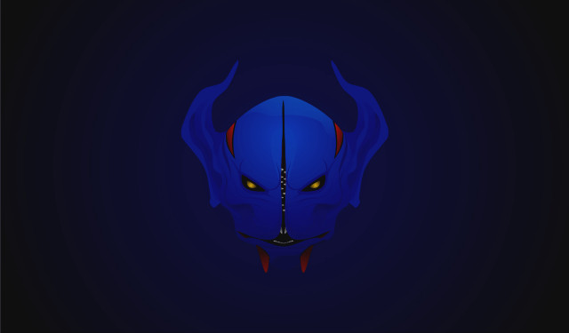 Blue alien yellow eyes horns free wallpaper for desktop - medium preview image