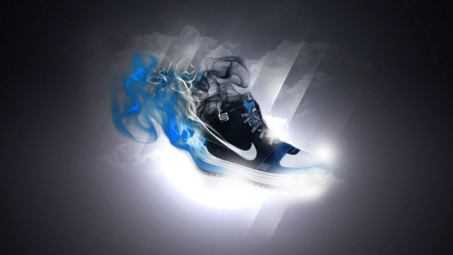 Blue white sneakers design pair free wallpaper for desktop - medium preview image