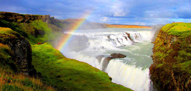 Rainbow waterfall ocean sky above free wallpaper for desktop - medium preview image