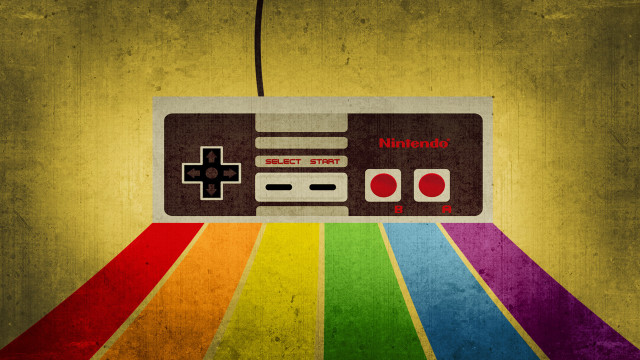 Nintendo controller rainbow table yellow free wallpaper for desktop - medium preview image