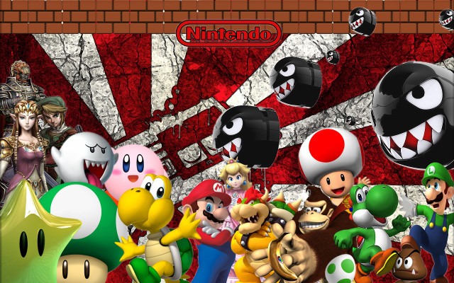 Nintendo characters wall balloons mario free wallpaper for desktop - medium preview image