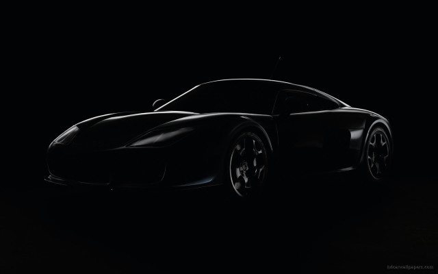 Black sports car dark background free wallpaper for desktop - medium preview image